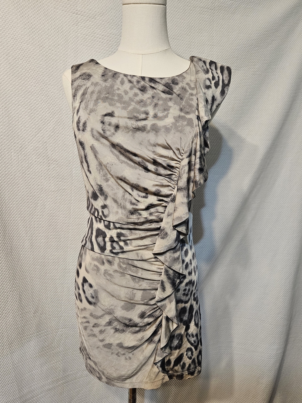 Marc Cain Gray Animal Print Ruffle Tunic Size N3 (US M)
